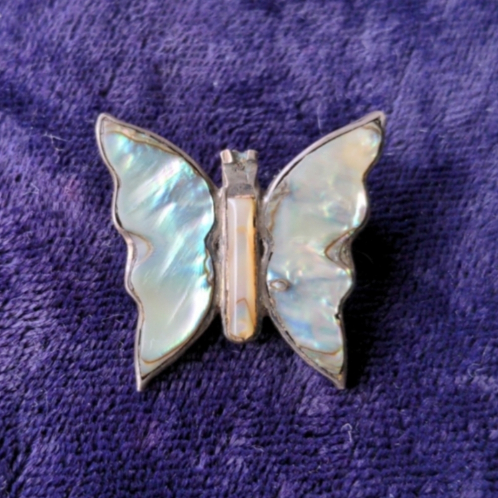 Vintage 925 Sterling Silver Western Southwestern Butterfly Brooch Pin
